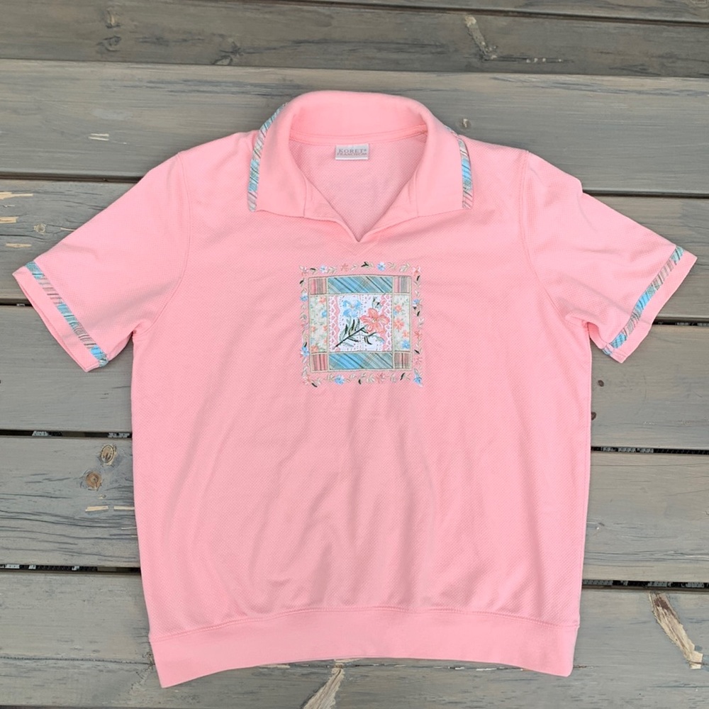 Adorable Pink Embroidered Vintage Golf Shirt